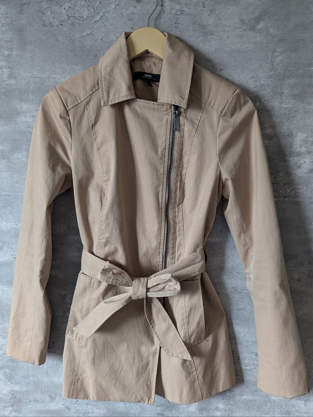 Mexx Metropolitan Asymmetrical Beige Belted Trench Coat